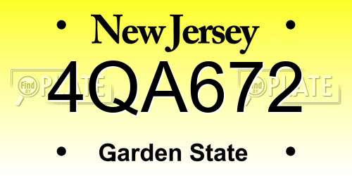 4QA672 New Jersey License Plate