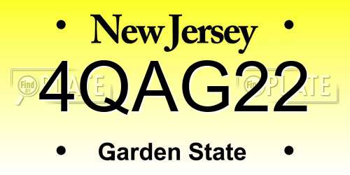 4QAG22 New Jersey License Plate