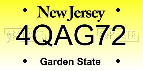 4QAG72 New Jersey License Plate