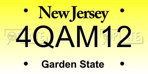 4QAM12 New Jersey License Plate