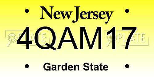 4QAM17 New Jersey License Plate