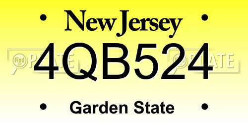 4QB524 New Jersey License Plate