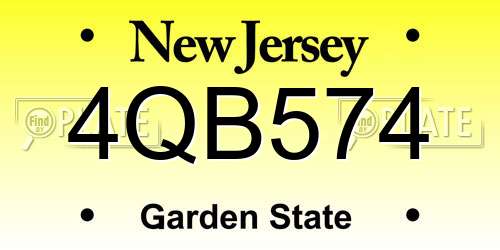4QB574 New Jersey License Plate