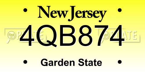 4QB874 New Jersey License Plate