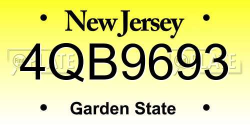 4QB9693 New Jersey License Plate
