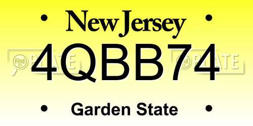 4QBB74 New Jersey License Plate
