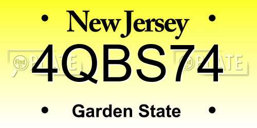 4QBS74 New Jersey License Plate