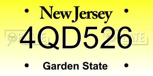 4QD526 New Jersey License Plate