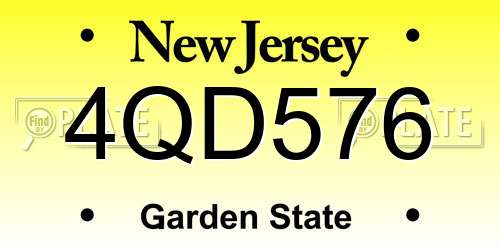 4QD576 New Jersey License Plate