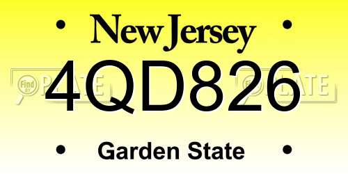 4QD826 New Jersey License Plate