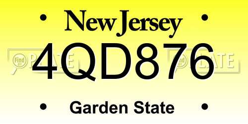 4QD876 New Jersey License Plate