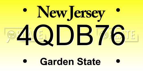 4QDB76 New Jersey License Plate