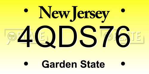 4QDS76 New Jersey License Plate