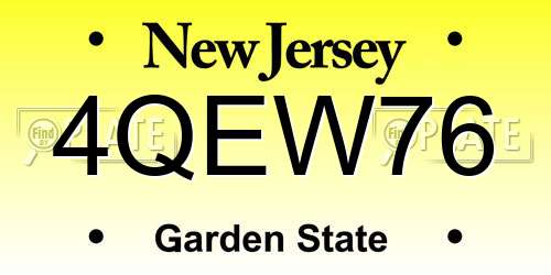 4QEW76 New Jersey License Plate