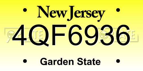 4QF6936 New Jersey License Plate