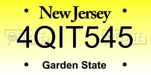 4QIT545 New Jersey License Plate