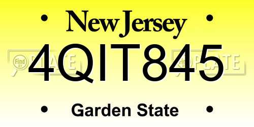 4QIT845 New Jersey License Plate