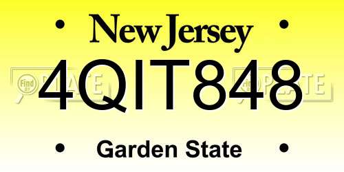 4QIT848 New Jersey License Plate