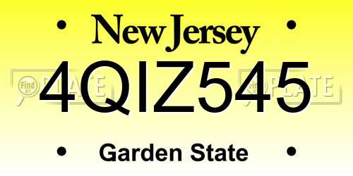 4QIZ545 New Jersey License Plate