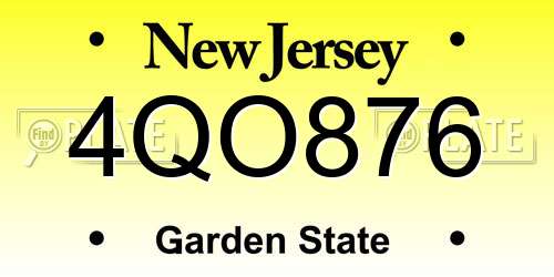 4QO876 New Jersey License Plate
