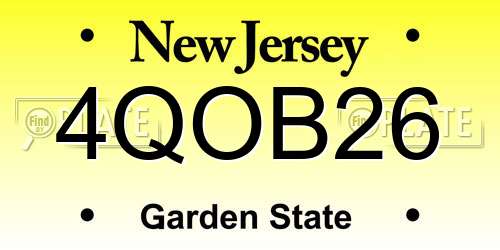 4QOB26 New Jersey License Plate