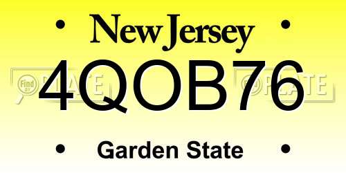 4QOB76 New Jersey License Plate