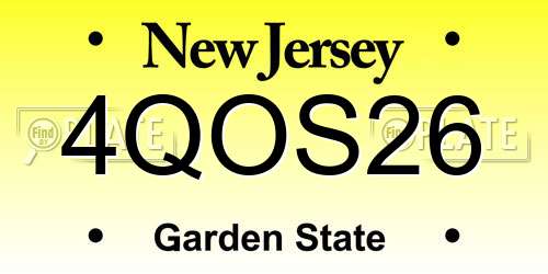 4QOS26 New Jersey License Plate