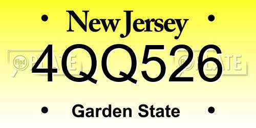 4QQ526 New Jersey License Plate