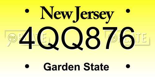 4QQ876 New Jersey License Plate