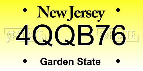 4QQB76 New Jersey License Plate