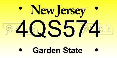 4QS574 New Jersey License Plate
