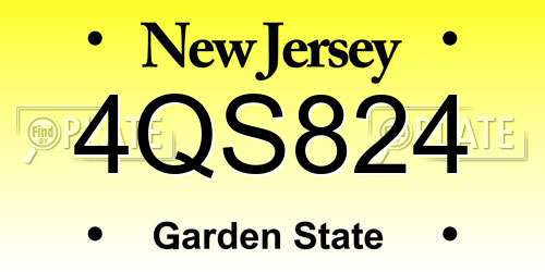 4QS824 New Jersey License Plate