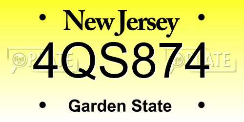 4QS874 New Jersey License Plate