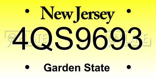 4QS9693 New Jersey License Plate