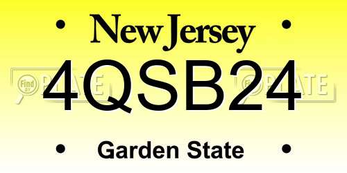 4QSB24 New Jersey License Plate