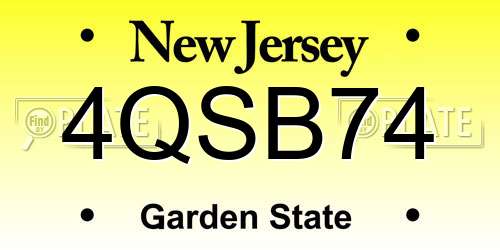 4QSB74 New Jersey License Plate