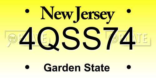 4QSS74 New Jersey License Plate