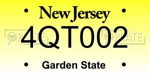 4QT002 New Jersey License Plate