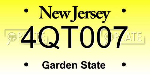 4QT007 New Jersey License Plate
