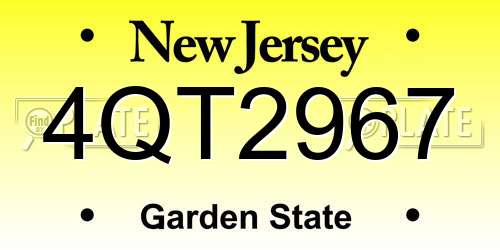 4QT2967 New Jersey License Plate