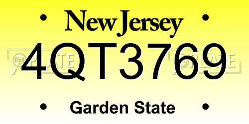 4QT3769 New Jersey License Plate