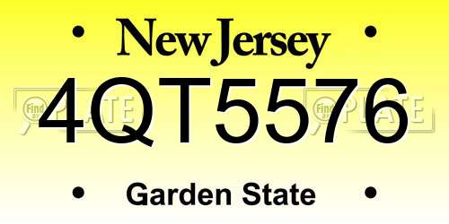 4QT5576 New Jersey License Plate
