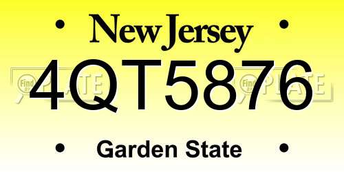 4QT5876 New Jersey License Plate