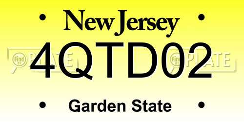 4QTD02 New Jersey License Plate