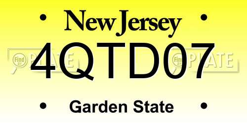 4QTD07 New Jersey License Plate