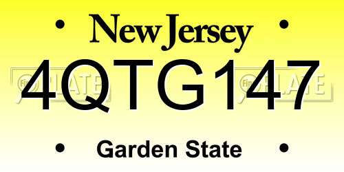 4QTG147 New Jersey License Plate