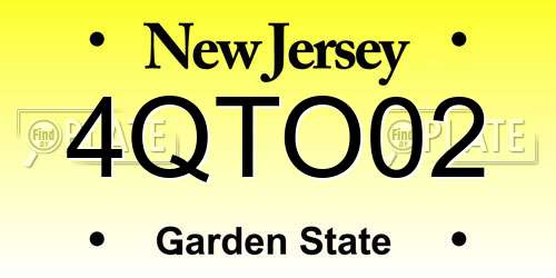 4QTO02 New Jersey License Plate