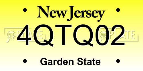 4QTQ02 New Jersey License Plate