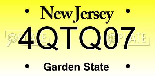 4QTQ07 New Jersey License Plate