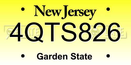 4QTS826 New Jersey License Plate